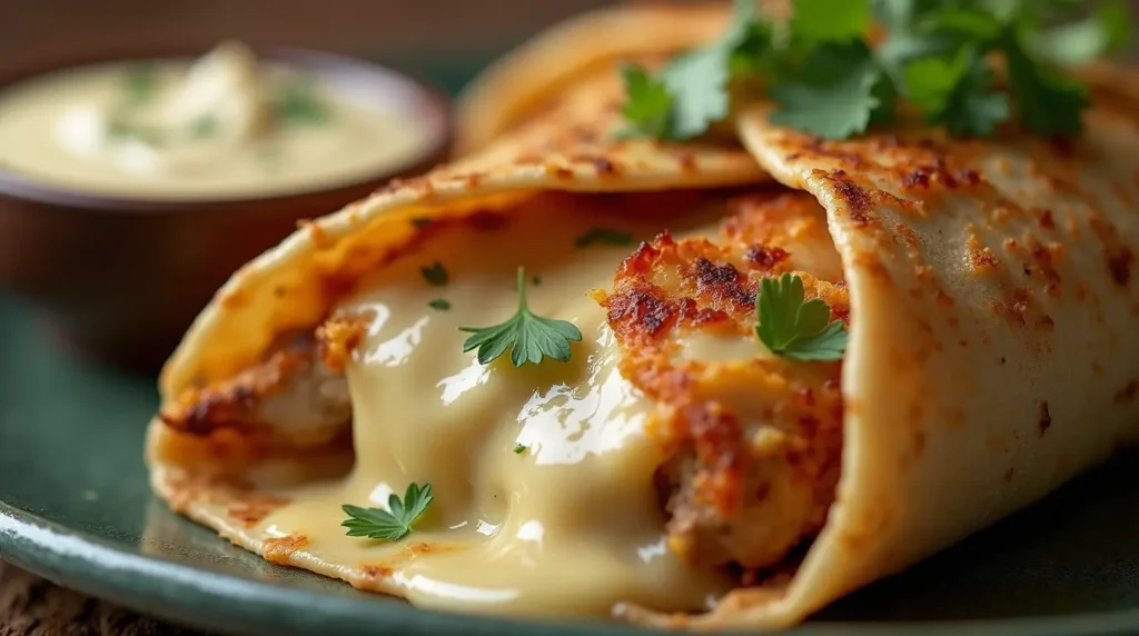 cheesy garlic chicken wraps