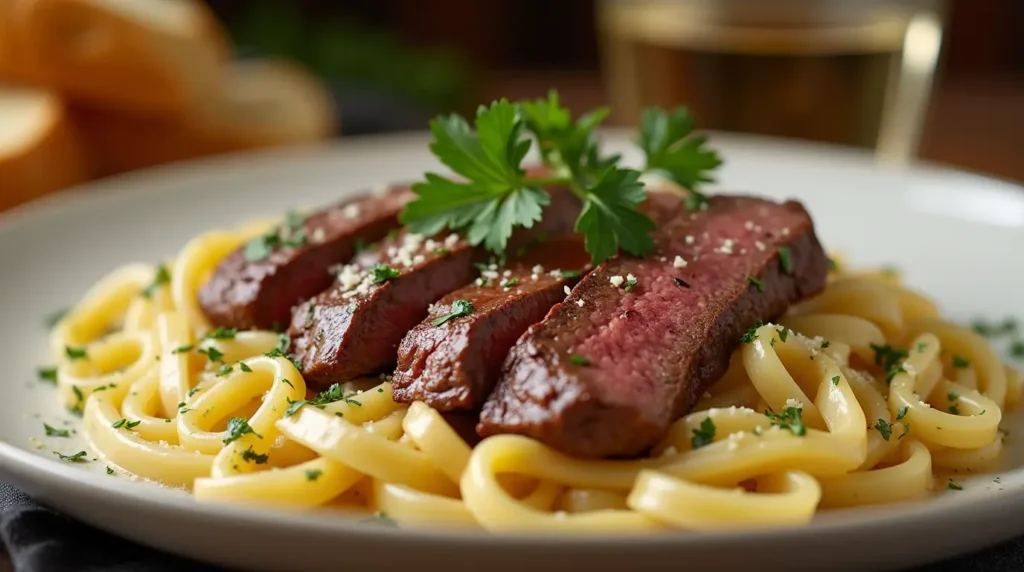 garlic butter steak alfredo