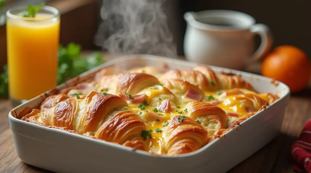 ham and cheese croissant bake