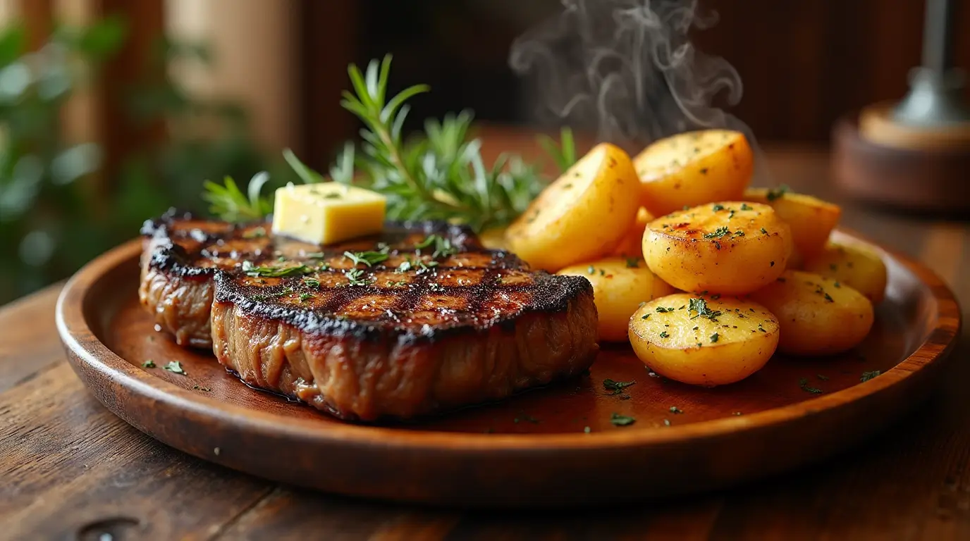 steak and potatoes