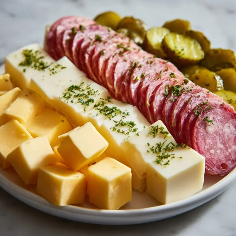 Easy Marinated Cheese Appetizer with Salami & Pickles Recipe