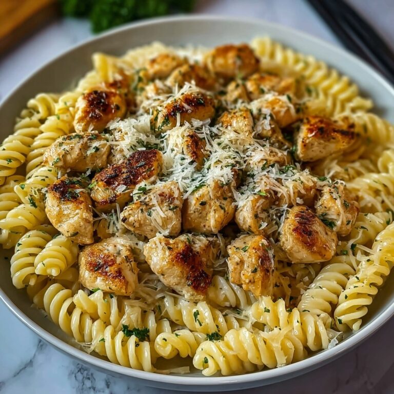 Indulgent Cheesy Rotini with Garlic Parmesan Chicken Dinner Recipe